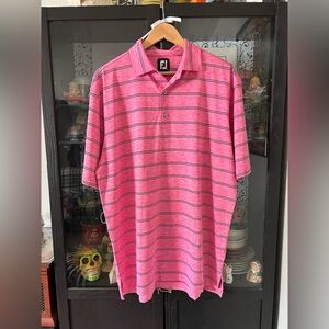 FootJoy Men's Golf Polo Shirt | Pink Stripe, Size Large ⛳️
